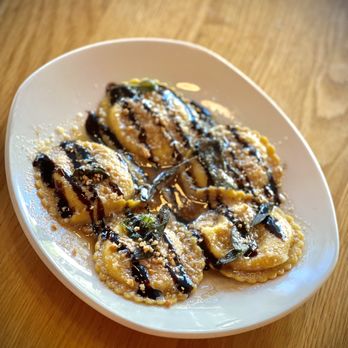 Delarosa Bishop Ranch - Pumpkin Ravioli with brown butter, sage, parmesan and  amaretti cookie crumbles with a balsamic glaze - Pizza Near Me - San Ramon, California