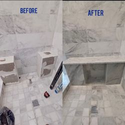 Elite Handyman & Remodeling - New shower bench, custom fitted. #remodeling.