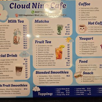 Cloud Nine Cafe Hawaii - Menu - Desserts Near Me - Honolulu, Hawaii