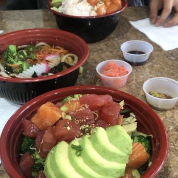 Red Bowls - alaskan bowl (top), udon, radical bowl (bottom) - Japanese Near Me - Seattle, Washington