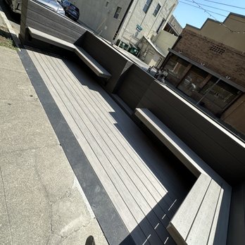Gallery Coffee - Large wooden outdoor seating area - Coffee & Tea Near Me - Woodland, California