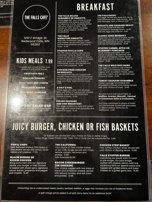 Menu photo 1 The Falls Cafe Redwood Falls, MN Menu photo 1 The Falls Cafe Redwood Falls, MN