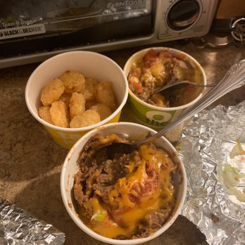 Taco John's - Tater tots beans and what was supposed to be queso but was really just more beans - Mexican Near Me - Spokane, Washington Taco John's - Tater tots beans and what was supposed to be queso but was really just more beans - Mexican Near Me - Spokane, Washington