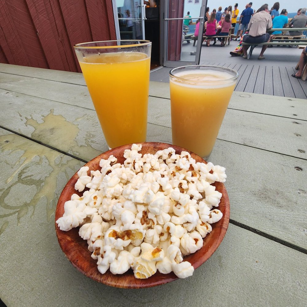 Two Goats Brewing - Complimentary Popcorn very delicious - Breweries Near Me - Hector, New York