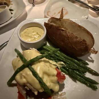 THE Steak House - This is the petite filet mignon Oscar style with a baked potato - Steakhouses Near Me - Las Vegas, Nevada