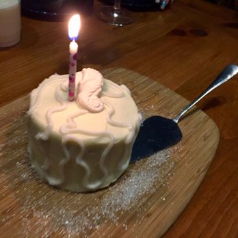 Hook & Barrel - Birthday cake  for our birthday gal...delicious buttercream icing -tasted fresh and lovely presentation with mermaid glitter!! - Seafood Near Me - Myrtle Beach, South Carolina