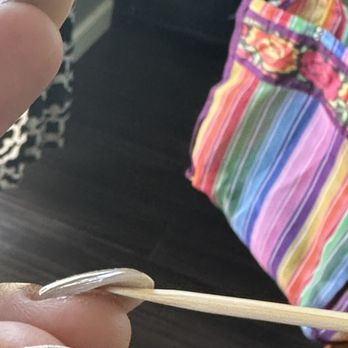 Green Nails & Spa - Look up between the nail tip, and my nail bed is so big I can hold a toothpick - Nail Salons Near Me - Oxnard, California