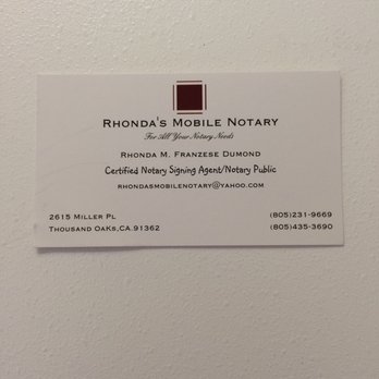 Rhondas Mobile Notary - Notaries Near Me - Thousand Oaks, California Rhondas Mobile Notary - Notaries Near Me - Thousand Oaks, California