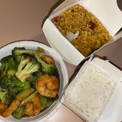 China Rose - Shrimp and broccoli with white rice and house special fried rice