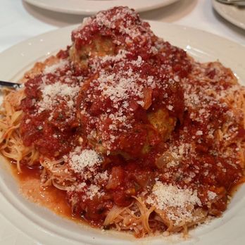 Johnny's Downtown - Home Made Angel Hair Pasta with Marinara Sauce & Veal Meatballs ($31.95) - Italian Near Me - Cleveland, Ohio Johnny's Downtown - Home Made Angel Hair Pasta with Marinara Sauce & Veal Meatballs ($31.95) - Italian Near Me - Cleveland, Ohio