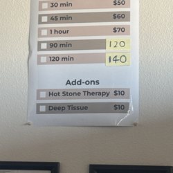 Soothing massage - Pricing as of 3/2/25