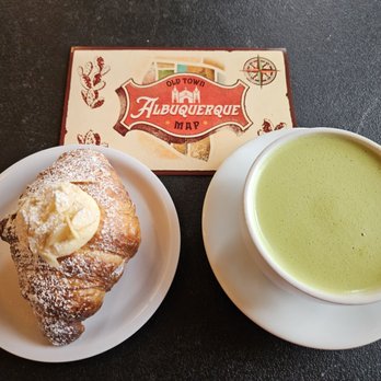 Flying Roadrunner Bakery - Almond Croissant and Matcha Latte - Coffee & Tea Near Me - Albuquerque, New Mexico