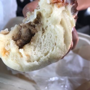 Nikuman-Ya - That's the Melty Cheese Pork Bao that hubby got. He said it was good! - Japanese Near Me - Gardena, California