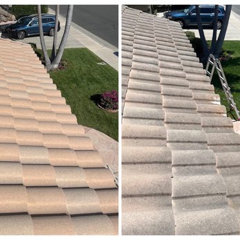 Driveway Blasters - Before and after 5 year roof buildup of mold! - Pressure Washers Near Me