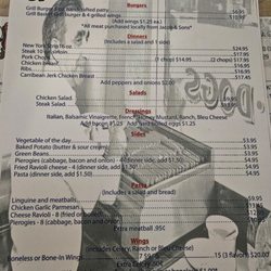 Gulla's Lunch - 2024 Dinner Menu
