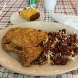 Fried Pork Chop Plate W/Red Beans & Rice Fried Pork Chop Plate W/Red Beans & Rice