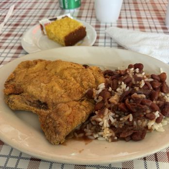 Ma Harper's Creole Kitchen - Fried Pork Chop Plate W/Red Beans & Rice - Cajun/Creole Near Me - San Antonio, Texas Ma Harper's Creole Kitchen - Fried Pork Chop Plate W/Red Beans & Rice - Cajun/Creole Near Me - San Antonio, Texas