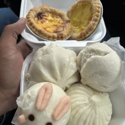 Bunny Custard Buns (Steamed) Vegetable & Pork Bun (Steamed) Tender Green Vegetable Bun (Steamed) Hong Kong Bbq Pork Bun Classic Egg Tart