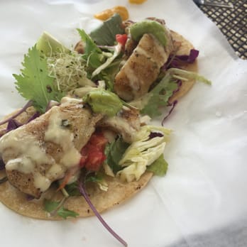 Jack's Shack - Fish tacos with mango jalapeño sauce on the side - homemade and not too spicy. - Seafood Near Me - Rincón, Puerto Rico Jack's Shack - Fish tacos with mango jalapeño sauce on the side - homemade and not too spicy. - Seafood Near Me - Rincón, Puerto Rico