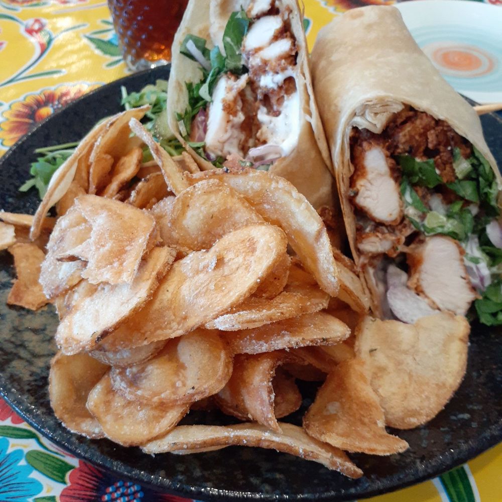 The Dirty Laundry Saloon - Chicken wrap with homemade chips - Burgers Near Me - Pawhuska, Oklahoma The Dirty Laundry Saloon - Chicken wrap with homemade chips - Burgers Near Me - Pawhuska, Oklahoma
