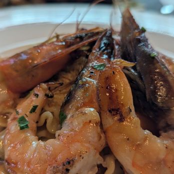 Chez Bacchus - My husband had the Shrimp Alfredo and of course I had to try some. It's a winner!! - New American Near Me - Long Beach, California