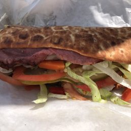 A Wreck on flatbread with extra lettuce. Delicious! A Wreck on flatbread with extra lettuce. Delicious!