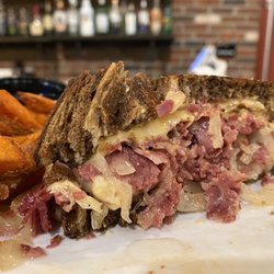 Four Ways Pub & Eatery - Reuben sandwich with sweet potato fries w/ agave syrup. Soooo good.