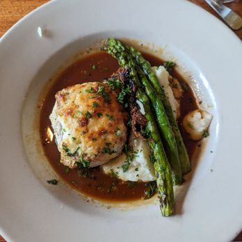 River Grill - Alaskan halibut with mashed potatoes and cheddar crust - New American Near Me - Tahoe City, California
