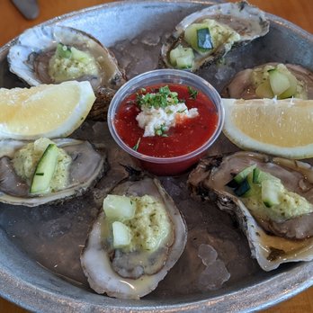Brophy Bros - Oysters with cucumber lime relish - Seafood Near Me - Santa Barbara, California Brophy Bros - Oysters with cucumber lime relish - Seafood Near Me - Santa Barbara, California