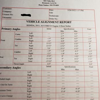 Impex Motorsports - Alignment sheet - Tires Near Me - Rosemead, California Impex Motorsports - Alignment sheet - Tires Near Me - Rosemead, California
