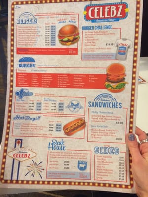 Menu photo 2 Celebz American Diner Birmingham, XWM