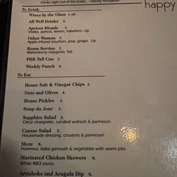 Happy hour menu Happy hour menu