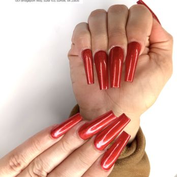 The Nail Box - Red chrome nails - Nail Salons Near Me - Suffolk, Virginia The Nail Box - Red chrome nails - Nail Salons Near Me - Suffolk, Virginia