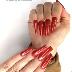 The Nail Box - Red chrome nails