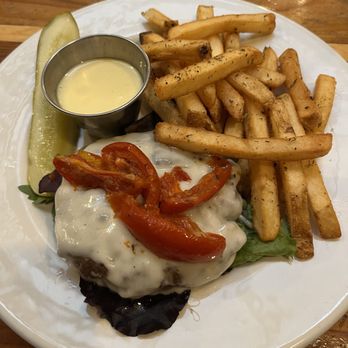 Free State Brewing Company - Tomato Truffle burger no bun to make it gluten free, it was meh - Breweries Near Me - Lawrence, Kansas