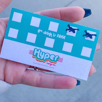 Hyper Energy Bar Grimes - a person holding a business card - Coffee & Tea Near Me - Grimes, Iowa