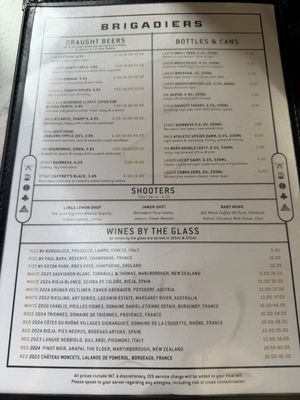 Menu photo 2 Brigadiers London, XGL Menu photo 2 Brigadiers London, XGL