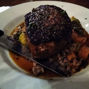 Libby’s Southern Comfort - Roasted pork chop with brussel sprouts, sweet potato, and sage sausage hash. - Southern Near Me - Covington, Kentucky Libby’s Southern Comfort - Roasted pork chop with brussel sprouts, sweet potato, and sage sausage hash. - Southern Near Me - Covington, Kentucky