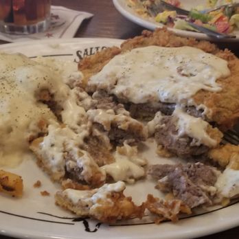 Saltgrass Steak House - Chicken Fried Steak, sorry had to cut right into it. - Steakhouses Near Me - Mansfield, Texas Saltgrass Steak House - Chicken Fried Steak, sorry had to cut right into it. - Steakhouses Near Me - Mansfield, Texas