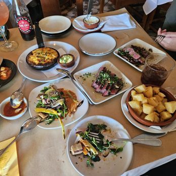 ZuZu - Clockwise from top: Tortilla Espanola, Steak w Chimichurri, Patatas Bravas, Summer Veg w Romesco - Tapas Bars Near Me - Napa, California ZuZu - Clockwise from top: Tortilla Espanola, Steak w Chimichurri, Patatas Bravas, Summer Veg w Romesco - Tapas Bars Near Me - Napa, California