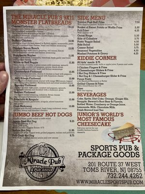 Menu photo 4 The Miracle Pub Toms River, NJ Menu photo 4 The Miracle Pub Toms River, NJ