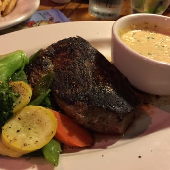 Outback Steakhouse - Outback special with lobster and mushroom toppings and mixed veggies on the side. - Steakhouses Near Me - Vacaville, California Outback Steakhouse - Outback special with lobster and mushroom toppings and mixed veggies on the side. - Steakhouses Near Me - Vacaville, California