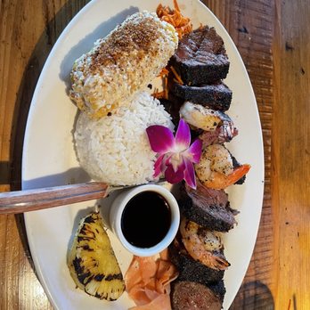 Sur at The Barnyard - Kona Steak with Elote and prawns - New American Near Me - Carmel, California Sur at The Barnyard - Kona Steak with Elote and prawns - New American Near Me - Carmel, California