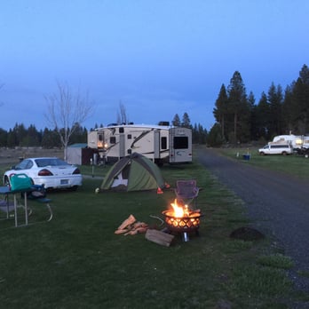 Eagle's Nest RV Park - After set up with a fire going at my camp site. - Campgrounds Near Me - Tulelake, California