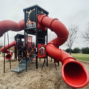 Green Park - Green Park -- view of the larger of the playground structures (fire truck theme) - Parks Near Me - Allen, Texas