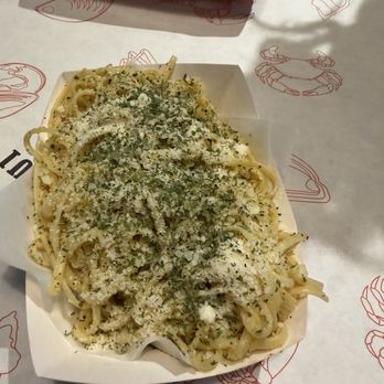 Capt Loui - Garlic noodles are so good!! Mixed in with the boil justice and was even better! - Seafood Near Me - Carrollton, Texas Capt Loui - Garlic noodles are so good!! Mixed in with the boil justice and was even better! - Seafood Near Me - Carrollton, Texas