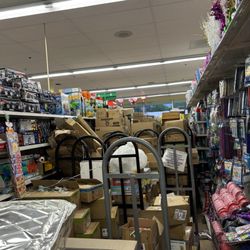 Dollar Tree - The whole party and toy aisle is blocked on both sides