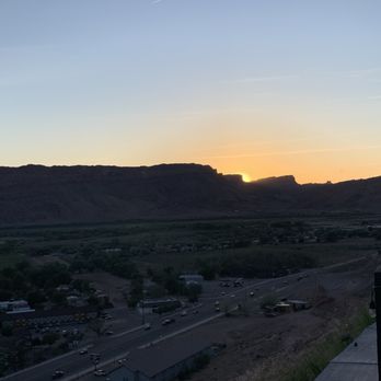 Sunset Grill - View from our table at sunset - Steakhouses Near Me - Moab, Utah