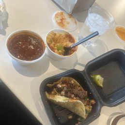 Brisket Taco, Mexican Street Corn, Pinto Beans Brisket Taco, Mexican Street Corn, Pinto Beans