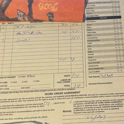 Skill Garage Door & Gate - Receipt of the job they did today.